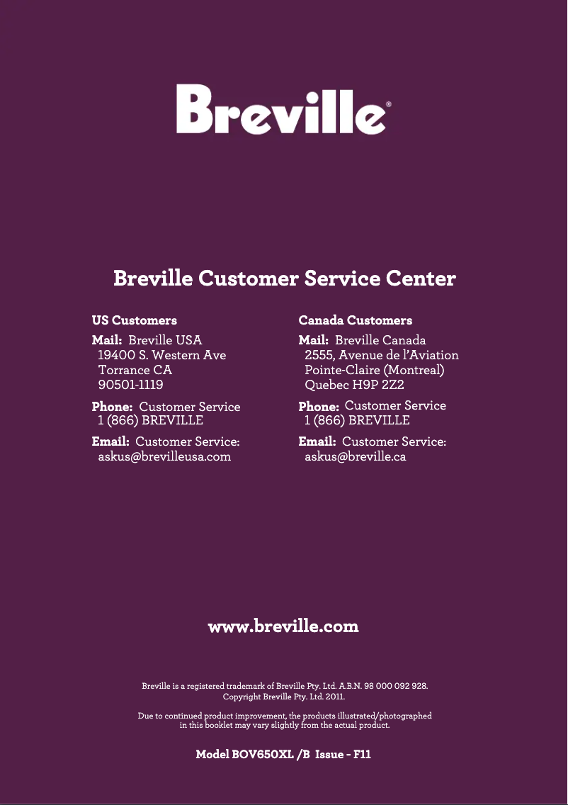 Imagen de la primera página del manual del dispositivo the Compact Smart Oven BOV650