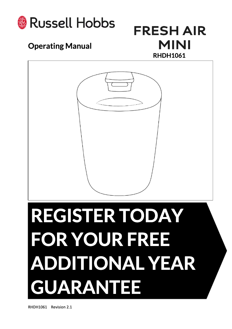 Imagen de la primera página del manual del dispositivo Clean Pro Air RHAP2001B