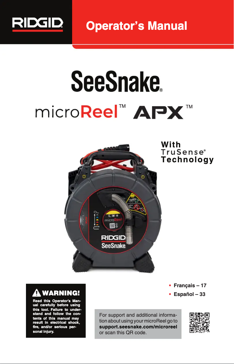 Imagen de la primera página del manual del dispositivo SeeSnake microReel APX