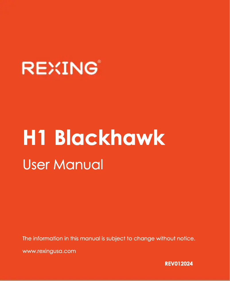 Imagen de la primera página del manual del dispositivo H1 Blackhawk