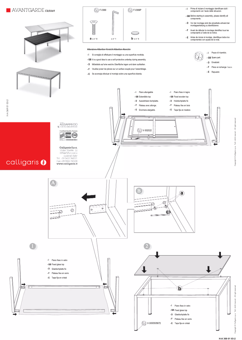 Imagen de la primera página del manual del dispositivo AVANTGARDE