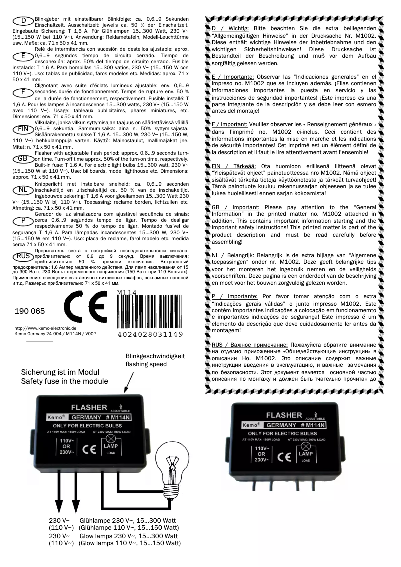 Imagen de la primera página del manual del dispositivo M114N