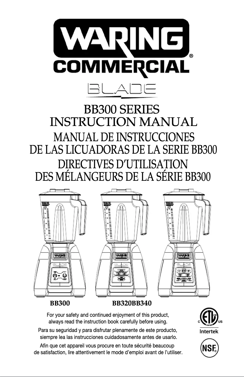 Imagen de la primera página del manual del dispositivo Blade BB340