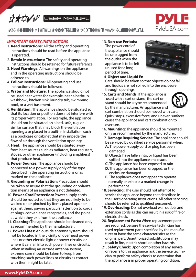 Imagen de la primera página del manual del dispositivo PHA40