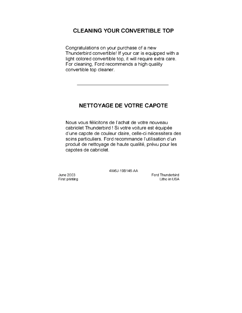 Imagen de la primera página del manual del dispositivo Thunderbird (2004)