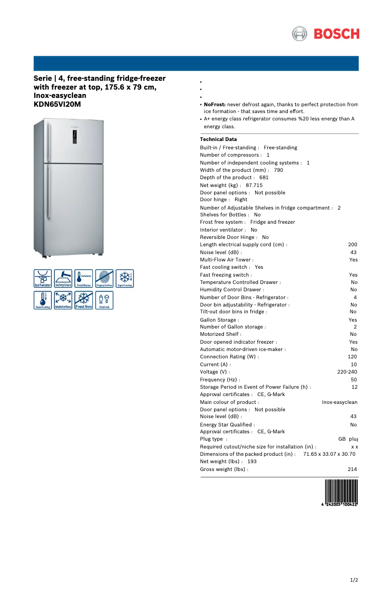 Imagen de la primera página del manual del dispositivo KDN65VI20M