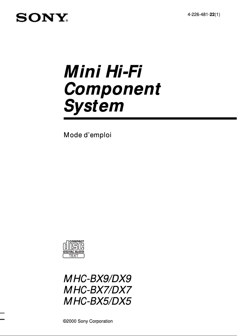 Imagen de la primera página del manual del dispositivo MHC-DX7