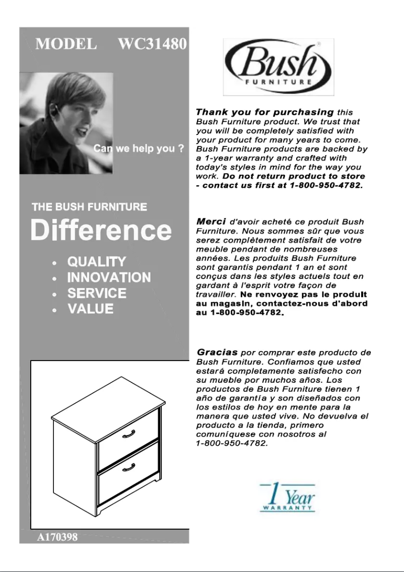 Página 1 del manual Guía de instalación Bush Cabot WC31480-03