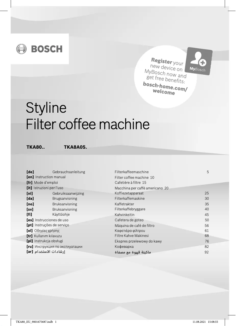Página nº 1 - Manual de usuario Bosch TKA8A054