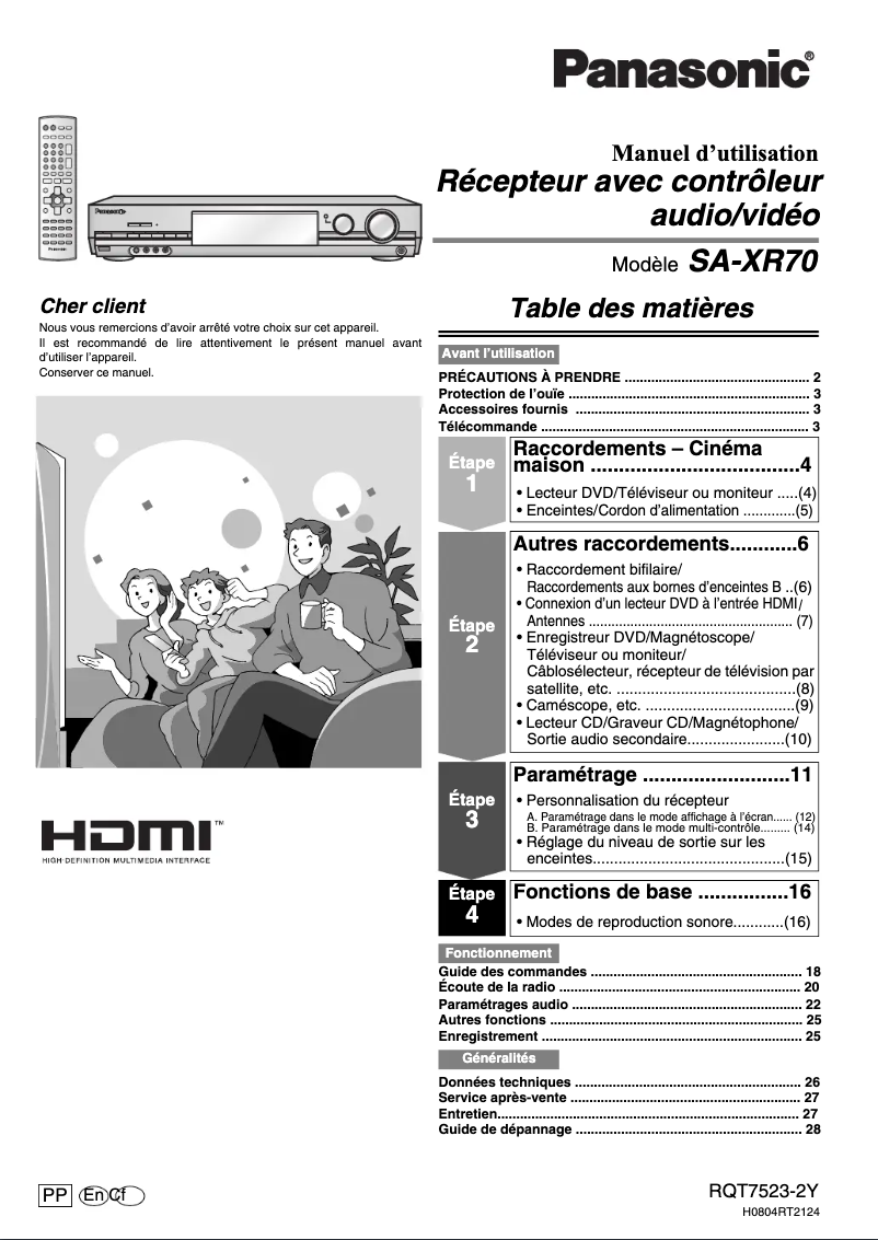 Página 1 del manual Manual de usuario Panasonic SA-XR70
