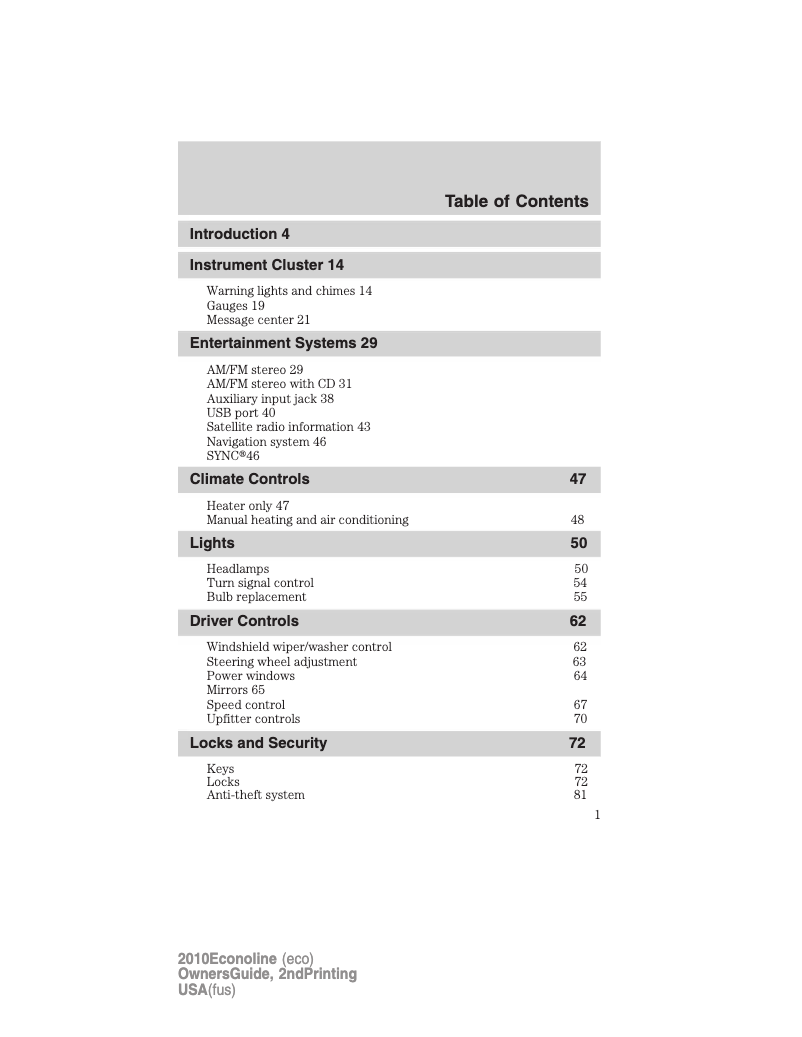 Página 1 del manual Manual de usuario Ford E-350 (2010)