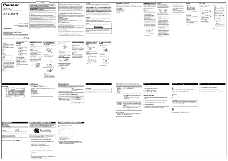 Página 1 del manual Guía de inicio rápido Pioneer DEH-S7200BHS