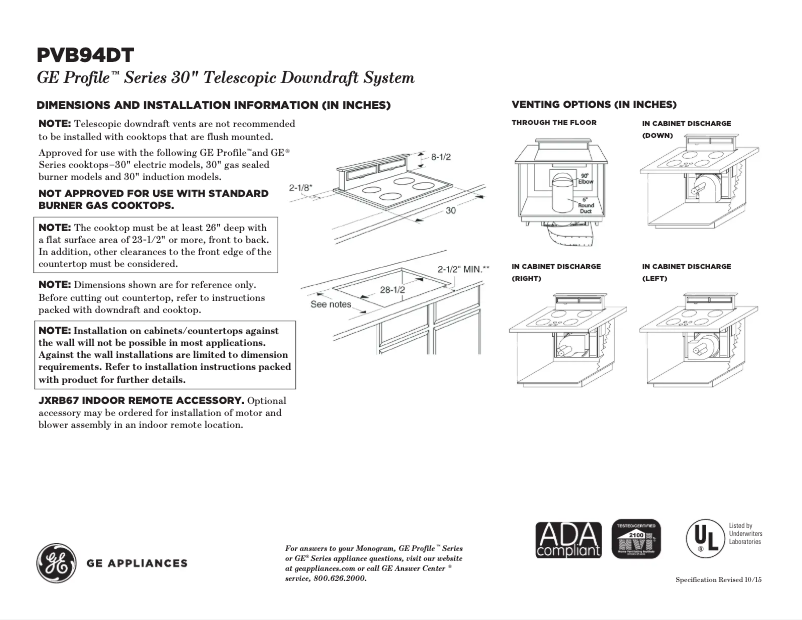 Imagen de la primera página del manual del dispositivo Profile PVB94DTBB