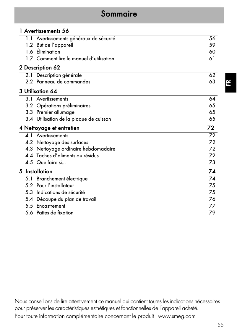Página nº 1 - Manual de usuario Smeg SI2641D