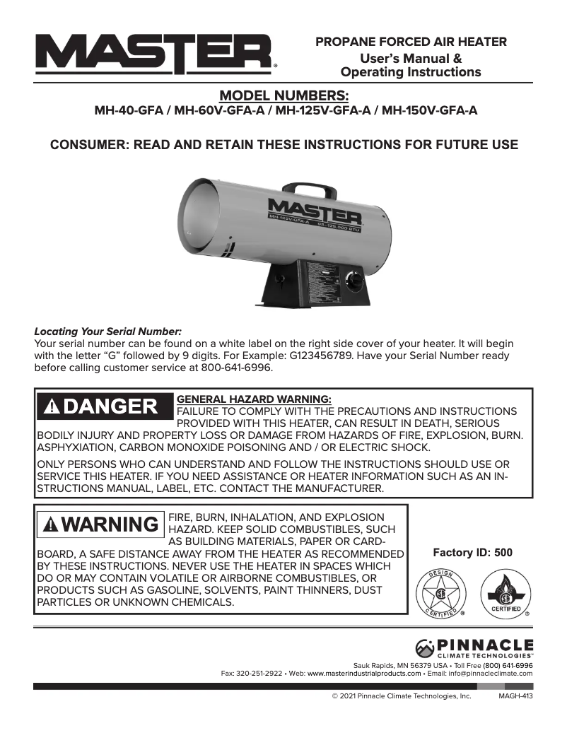 Imagen de la primera página del manual del dispositivo MH-40-GFA
