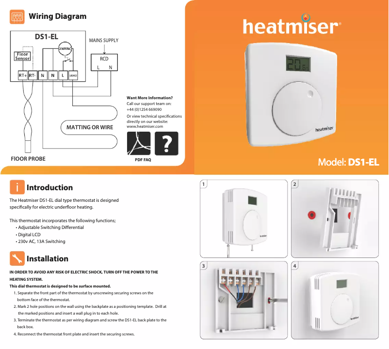 Página 1 del manual Manual de usuario Heatmiser DS1-EL