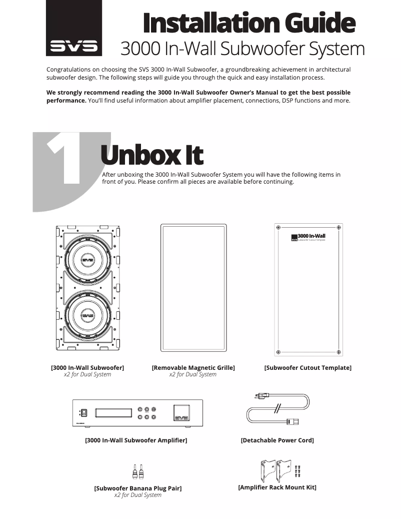 Página nº 1 - Manual de instrucciones SVS 3000 In-Wall Subwoofer System