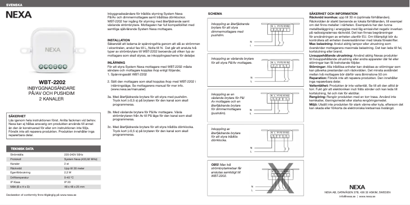 Imagen de la primera página del manual del dispositivo WBT-2202