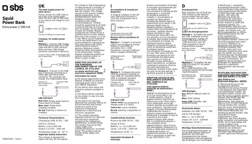 Imagen de la primera página del manual del dispositivo Squid Power Bank