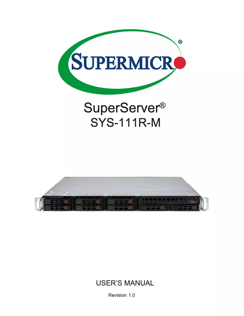 Imagen de la primera página del manual del dispositivo SuperServer SYS-111R-M