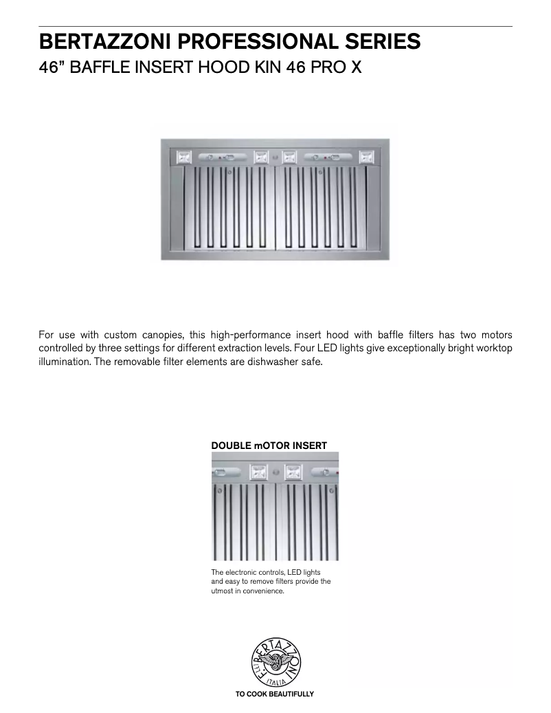 Página 1 del manual Ficha técnica Bertazzoni KIN46PROX