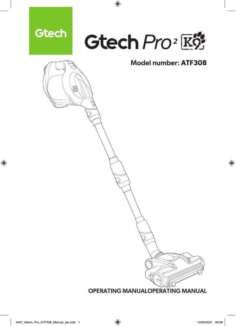 Página 1 del manual Manual de usuario Gtech Pro 2 K9 ATF309