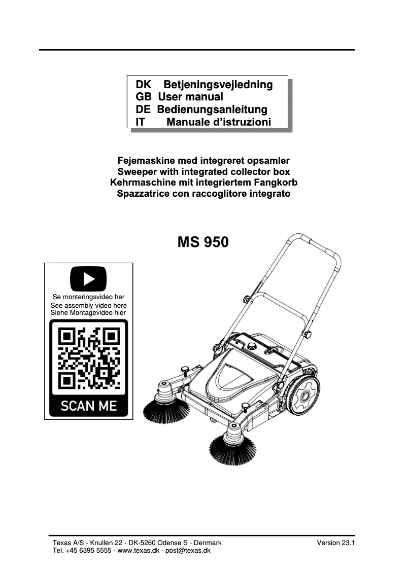 Página nº 1 - Manual de usuario Texas MS 950