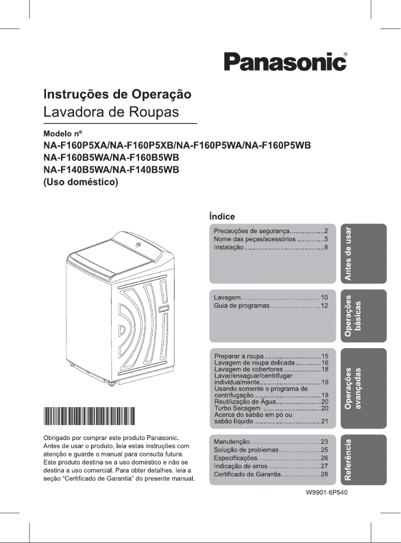 Página 1 del manual Manual de usuario Panasonic NA-F160B5WB