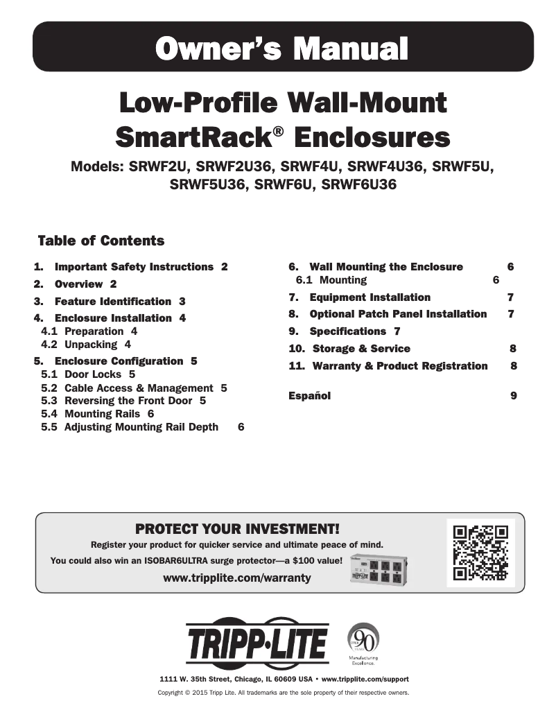 Imagen de la primera página del manual del dispositivo SmartRack SRWF6U