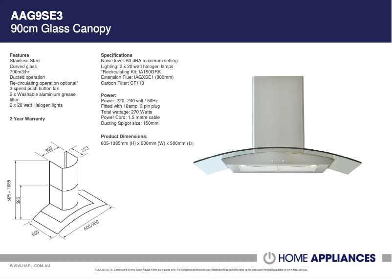 Imagen de la primera página del manual del dispositivo AAG9SE3
