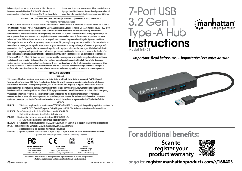 Imagen de la primera página del manual del dispositivo 168403