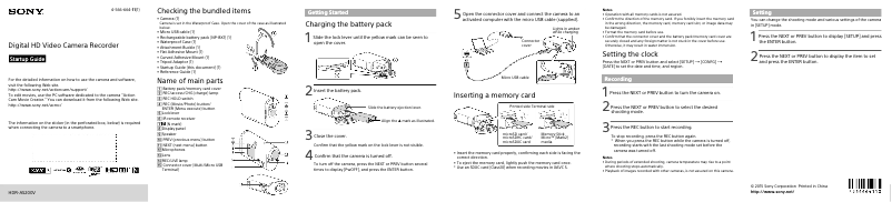 Página 1 del manual Guía de instalación Sony HDR-AS200VR
