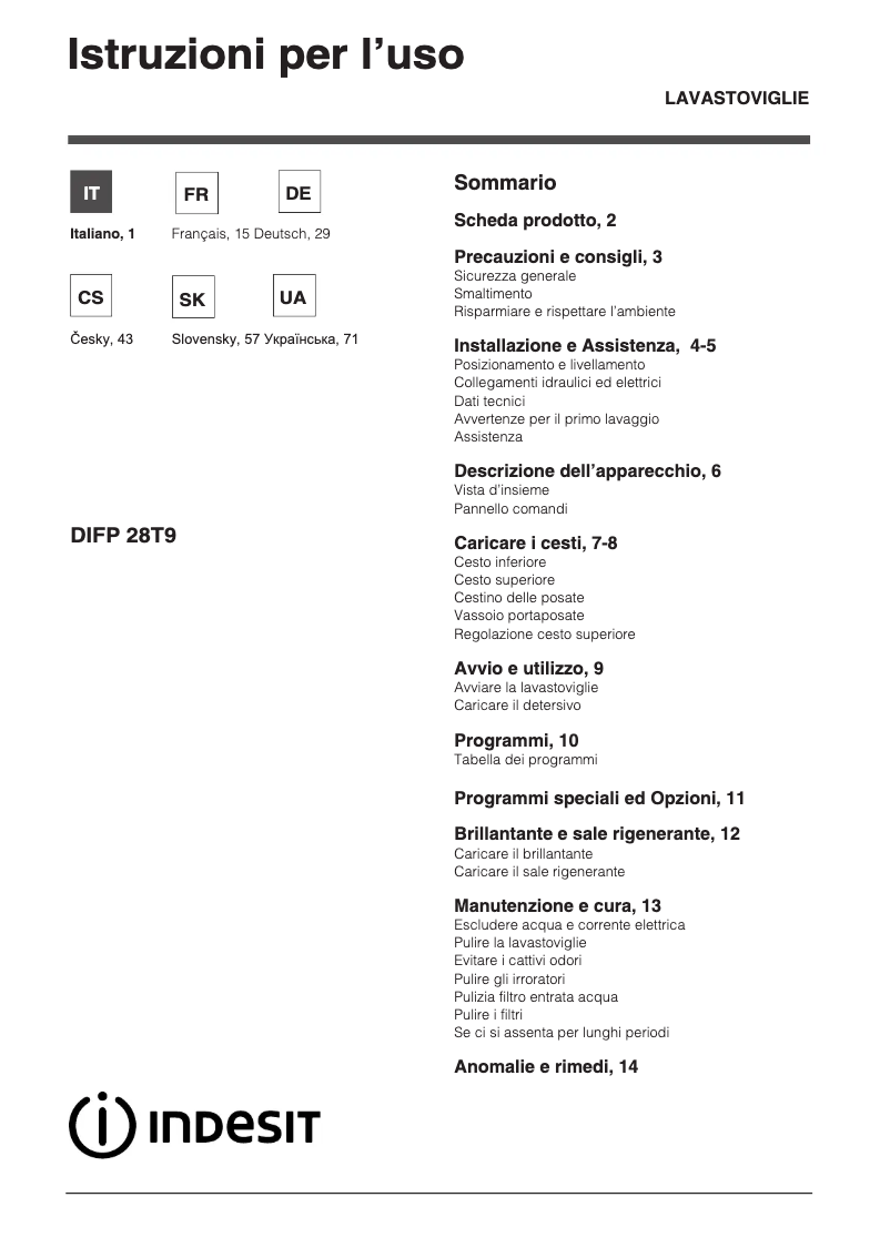 Imagen de la primera página del manual del dispositivo DIFP 28T9