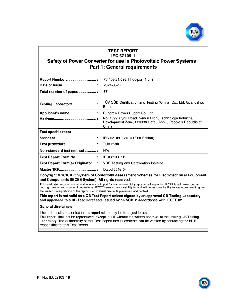 Página 1 del manual Guía de instalación Sungrow SG5.0RS
