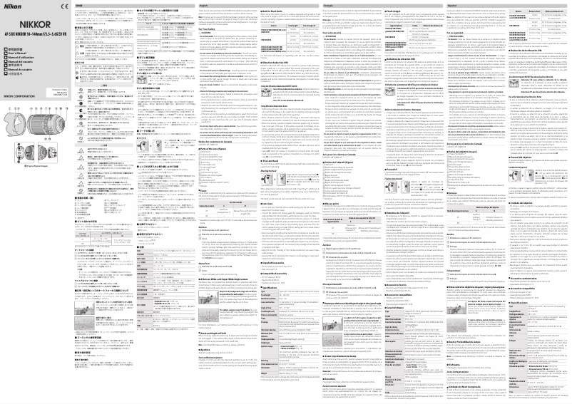 Página 1 del manual Manual de usuario Nikon Nikkor AF-S DX 18-140mm f/3.5-5.6G ED VR