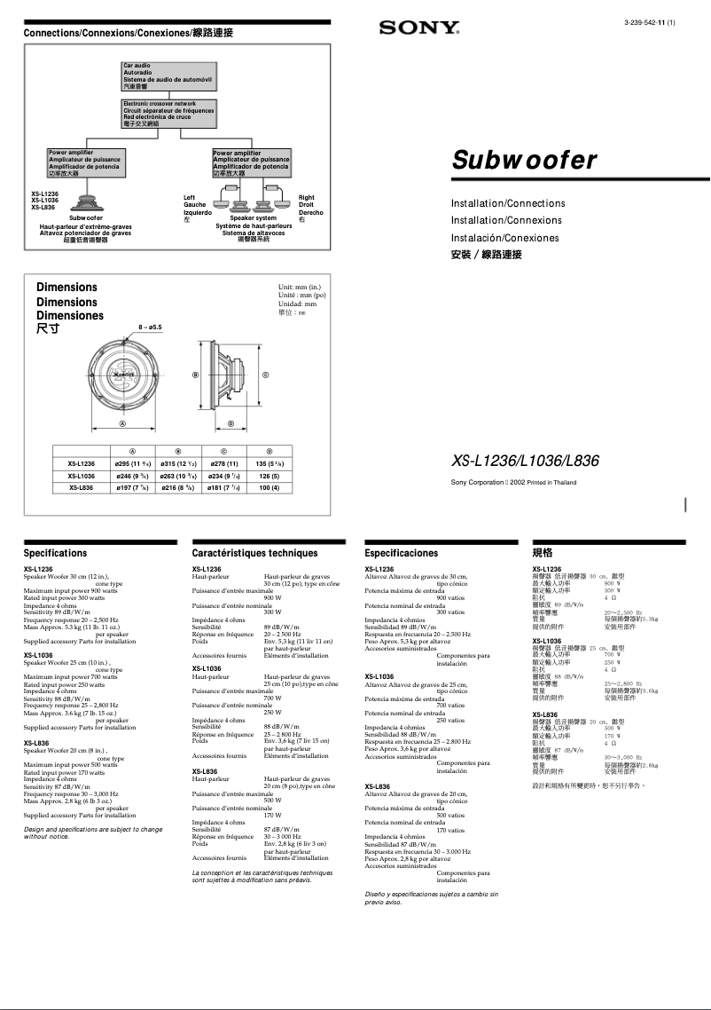 Imagen de la primera página del manual del dispositivo XS-L1236