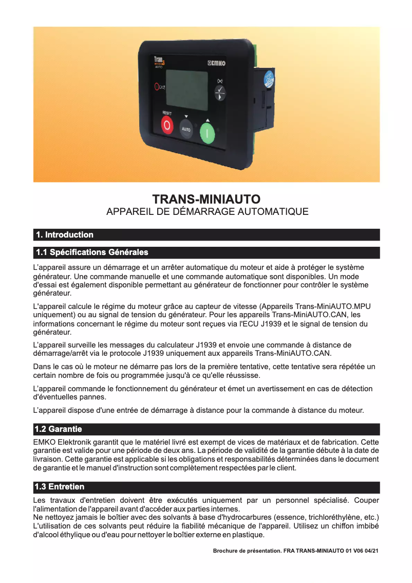 Página nº 1 - Manual de usuario Emko Trans-MiniAUTO