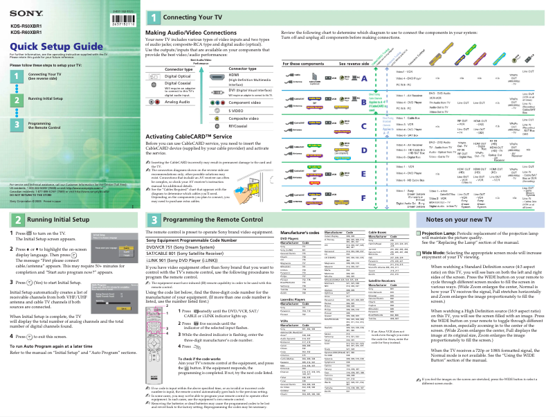 Imagen de la primera página del manual del dispositivo KDS-R50XBR1