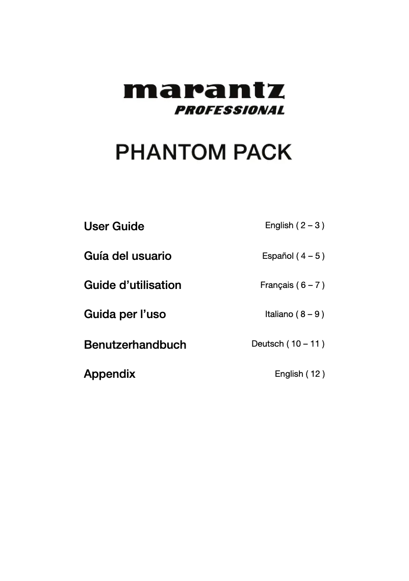 Página 1 del manual Manual de usuario Marantz Phantom Pack