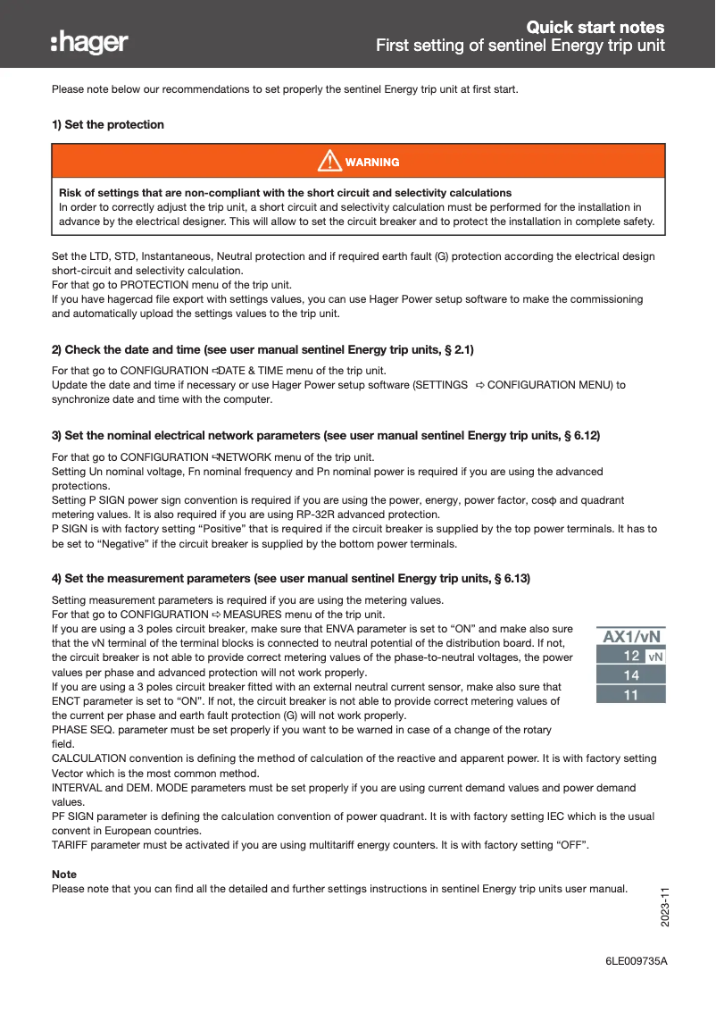 Página 1 del manual Guía de inicio rápido Hager HW1M316DE