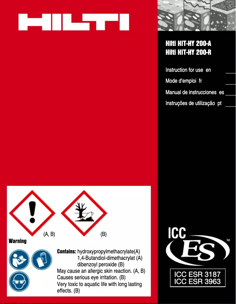 Imagen de la primera página del manual del dispositivo HIT-HY 200-R