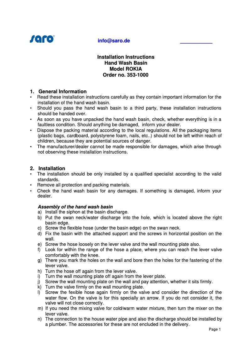 Imagen de la primera página del manual del dispositivo ROKIA