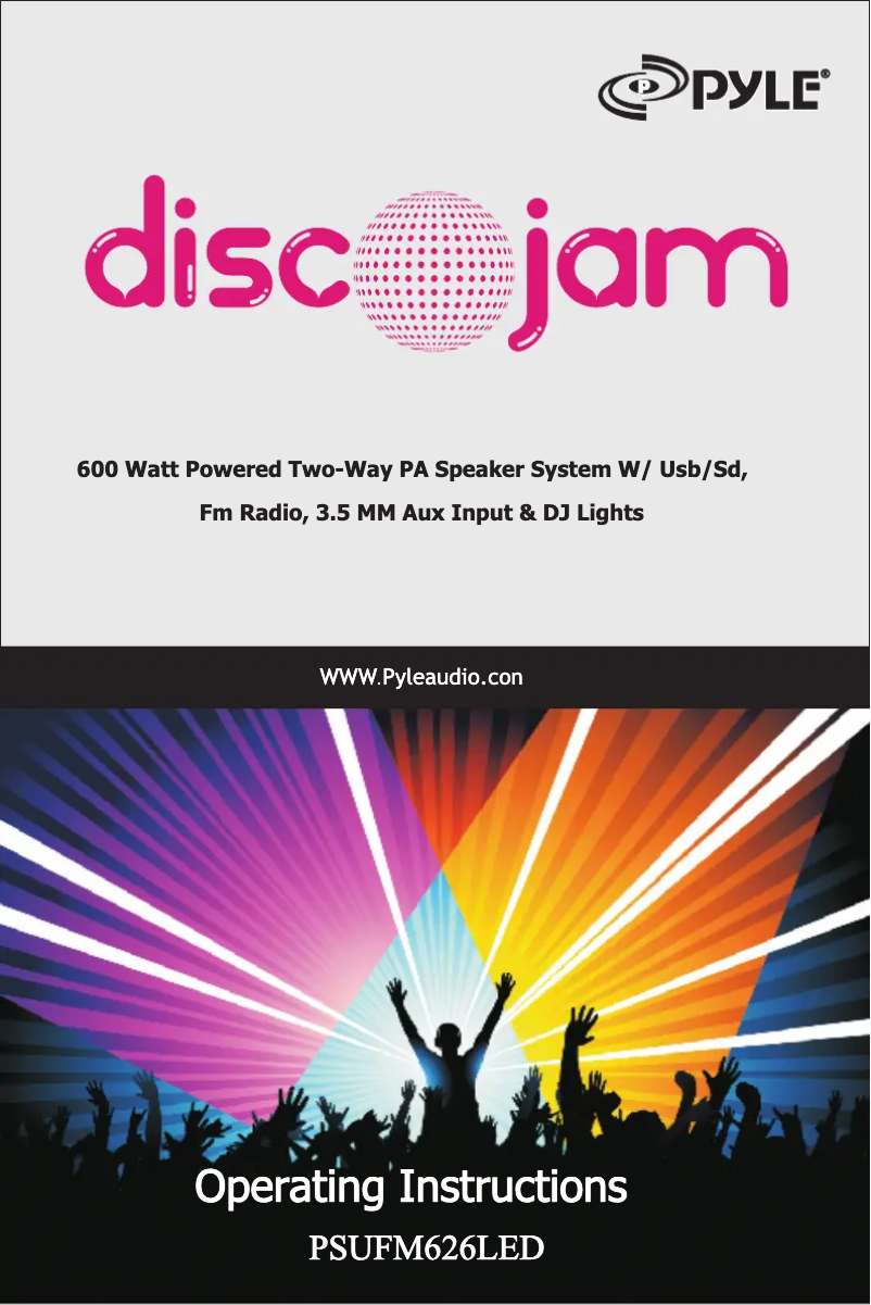 Imagen de la primera página del manual del dispositivo Disco Jam PSUFM626LED