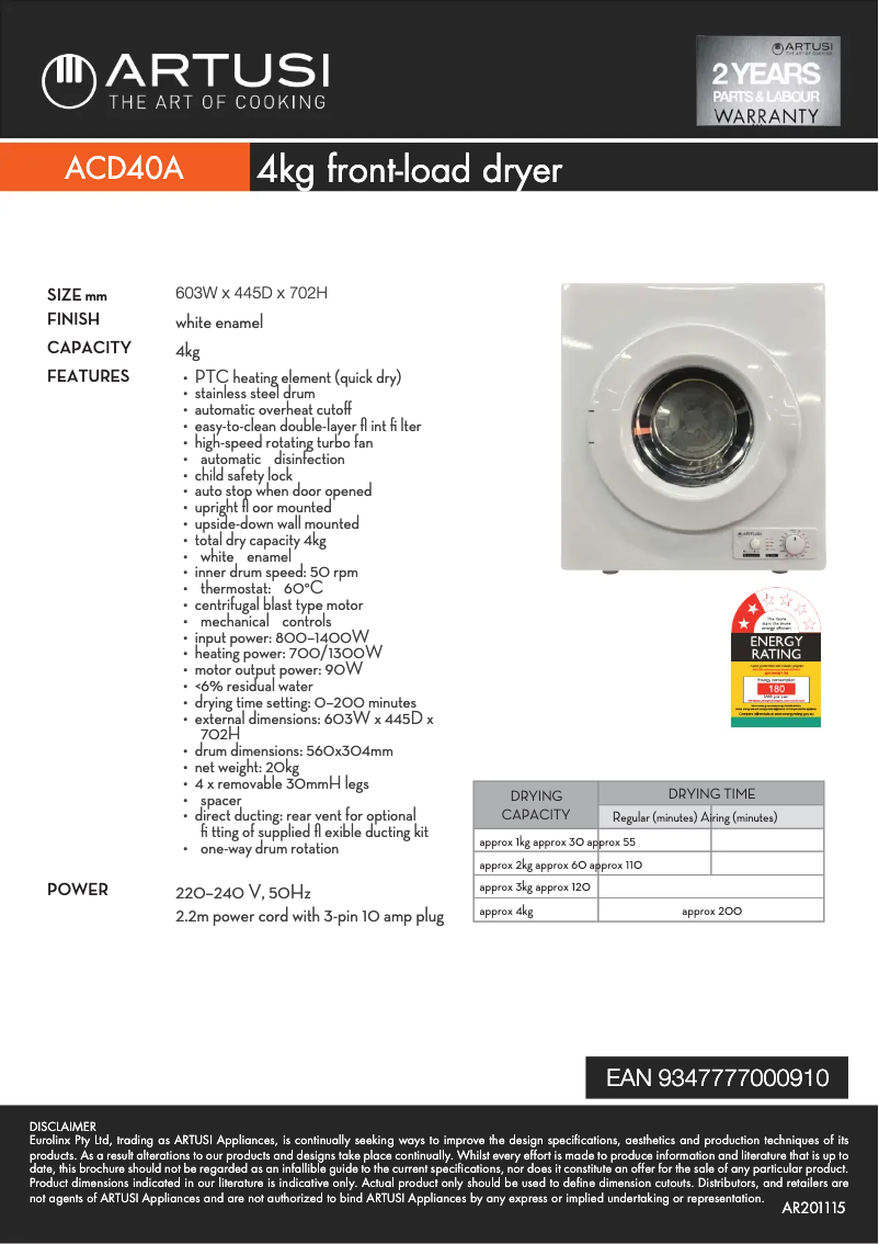 Imagen de la primera página del manual del dispositivo ACD40A