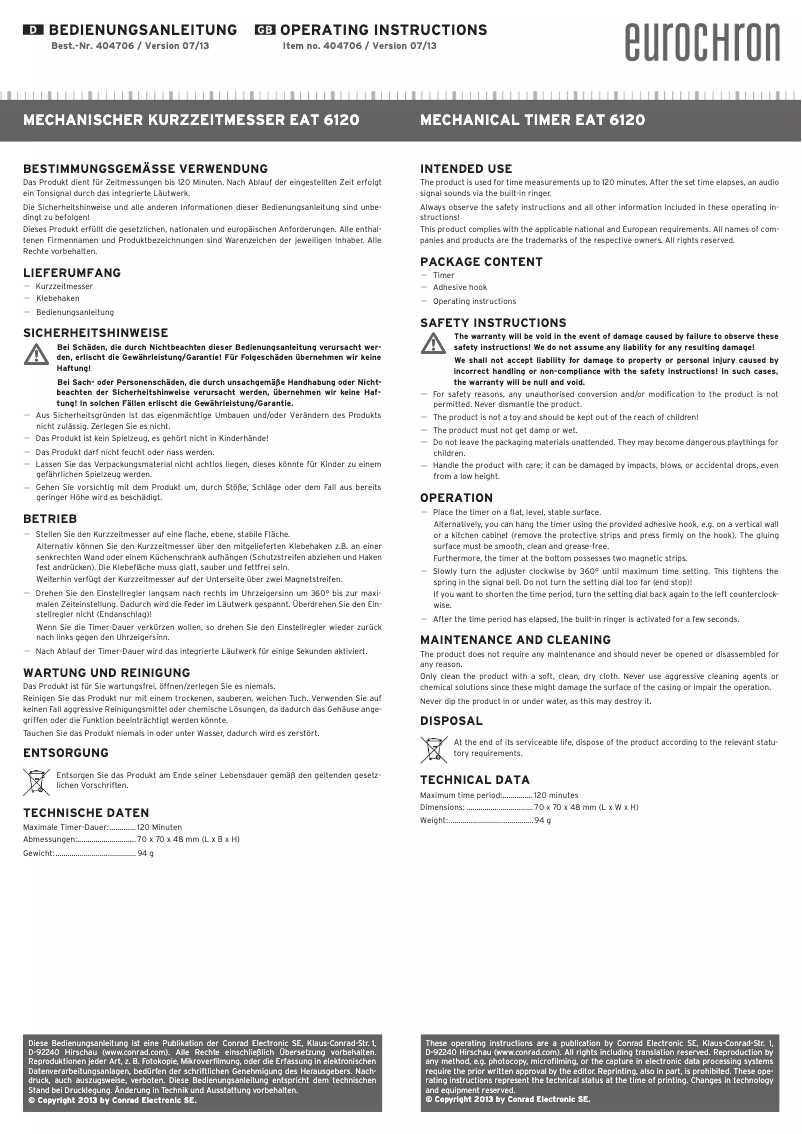 Página nº 1 - Manual de usuario Eurochron EAT 6120