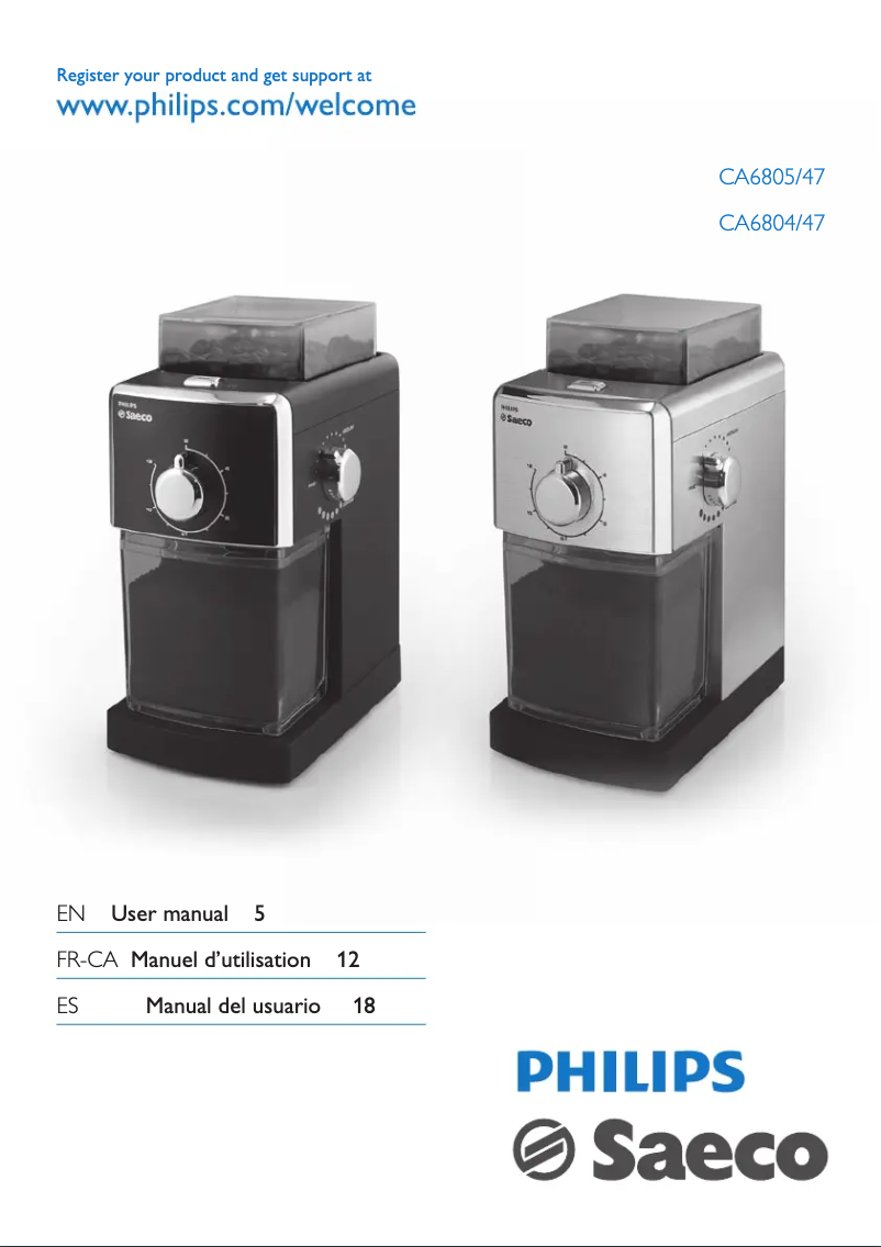 Imagen de la primera página del manual del dispositivo Saeco CA6804