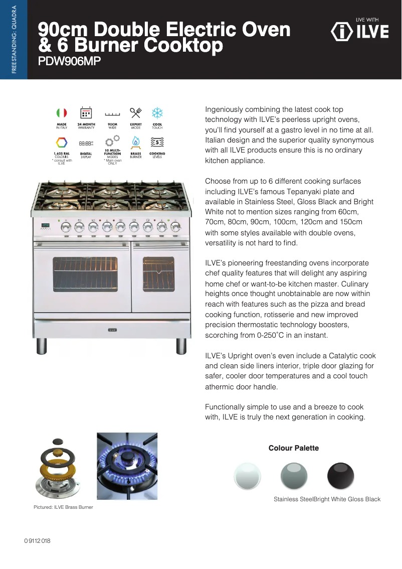 Página 1 del manual Ficha técnica Ilve PDW906MPSS