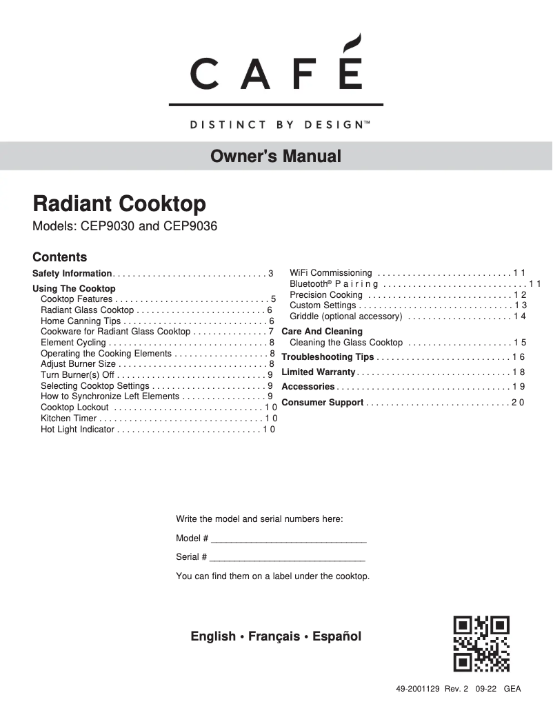 Imagen de la primera página del manual del dispositivo Café CEP90302TSS