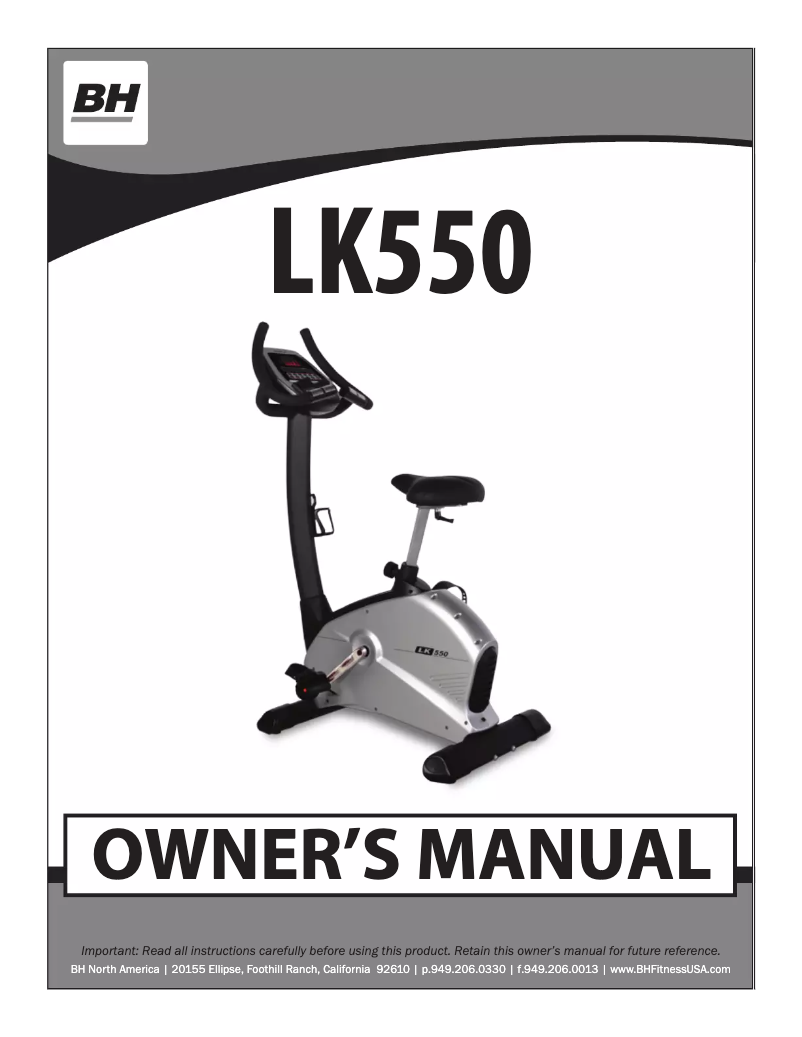 Página 1 del manual Manual de usuario BH Fitness LK550