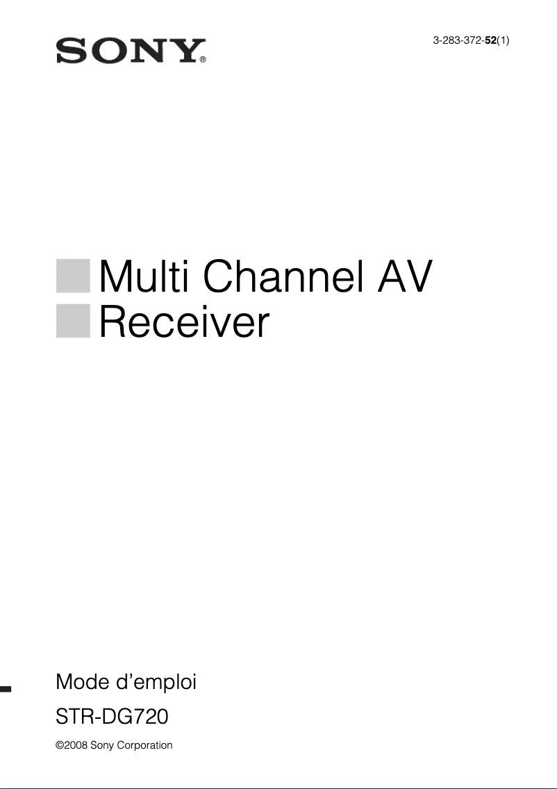 Imagen de la primera página del manual del dispositivo STR-DG720